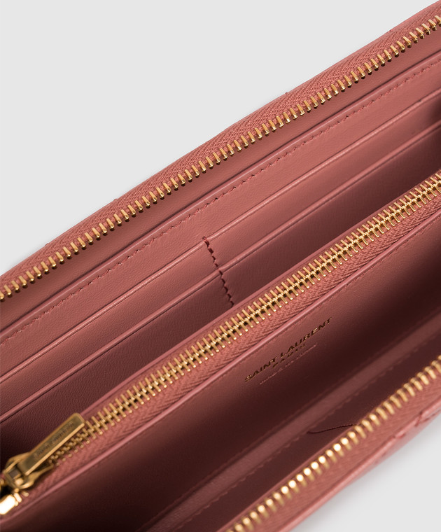Saint Laurent Рожевий шкіряний гаманець з геометричною простібкою 862485AAANG зображення 3