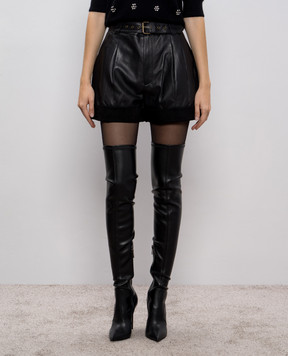 Twinset Черные кожаные шорты 252TS2120