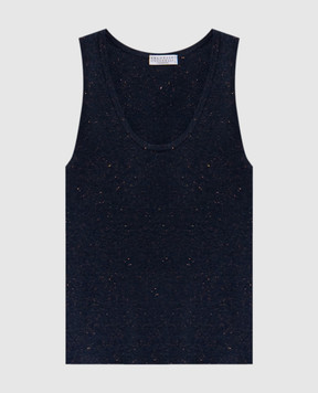 Brunello Cucinelli Синяя майка с кашемиром и люрексом M9A822220