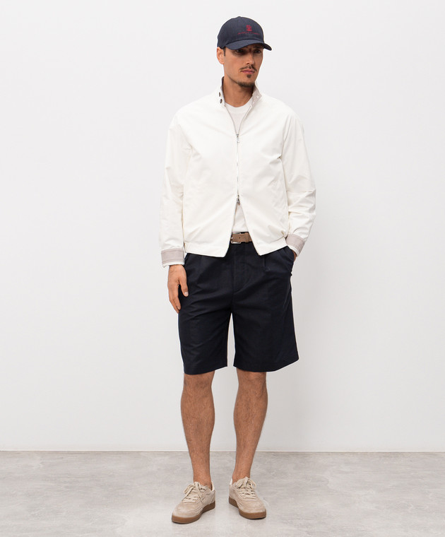 Brunello Cucinelli Темно-сині бермуди з льоном MH262G0620 зображення 2