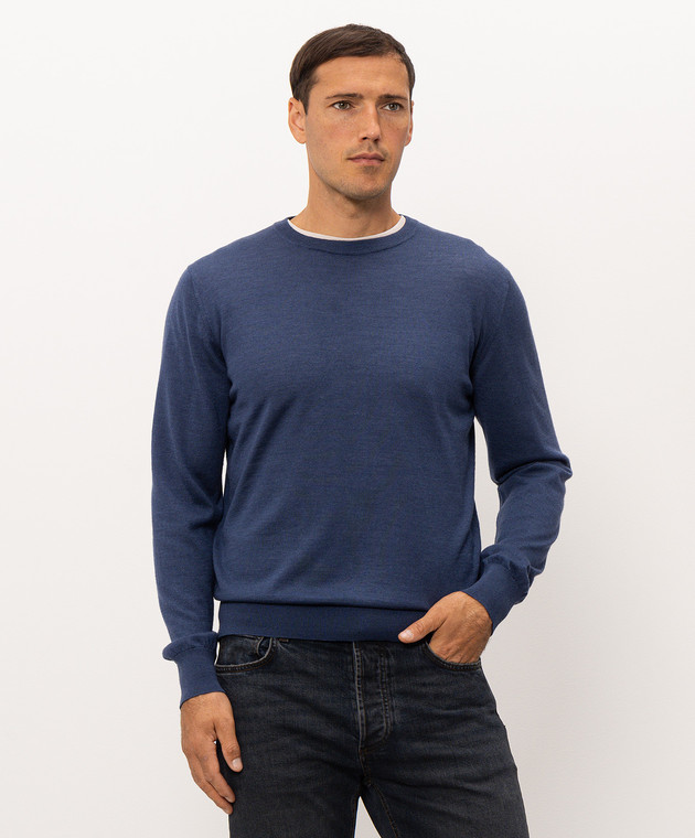 Doriani Cashmere Синій джемпер з вовни, шовку та кашеміру 180007979 зображення 3