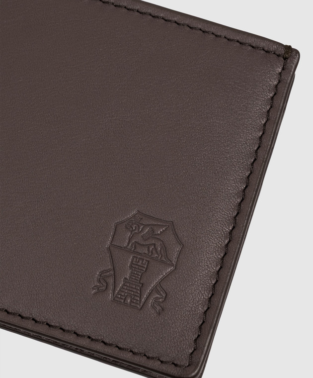 Brunello Cucinelli Коричневый портмоне с зажимом для купюр с тиснением эмблемы MWZNBU440 изображение 4