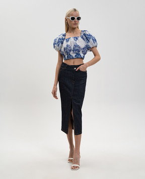 Twinset Білий топ з рамі в принт 261TP213D