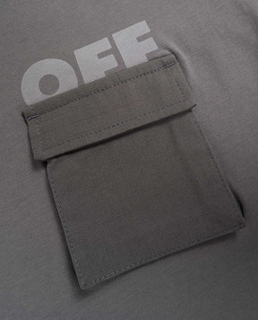 Off-White Дитяча сіра футболка з принтом логотипа 44BAA016F5J001