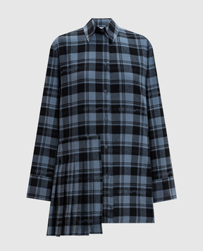 Off-White Синя сукня-сорочка в клітинку 2FU00353T