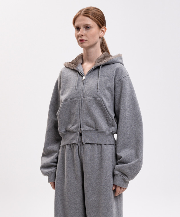 Alexander Wang Серая утепленная спортивная куртка с вышивкой логотипа 1CC4262803 изображение 3
