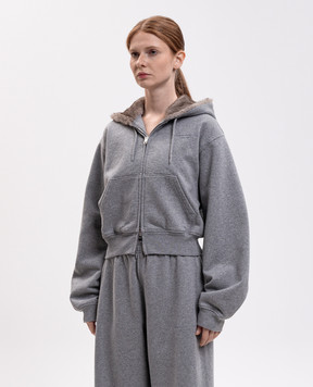 Alexander Wang Серая утепленная спортивная куртка с вышивкой логотипа 1CC4262803