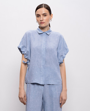 Peserico Голубая рубашка из льна S06448D02600