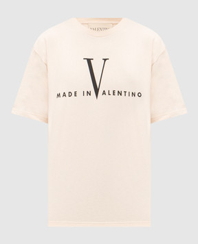 Valentino Бежева футболка з принтом логотипа 8V3MG16PBAQ
