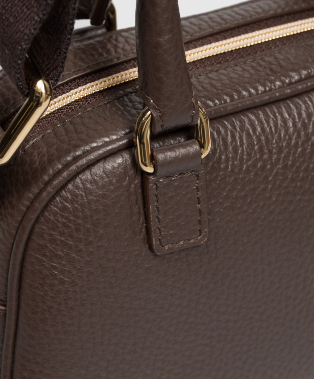 Dolce&Gabbana Детская кожаная коричневая сумка с нашивкой логотипа EB0250A0639 изображение 4