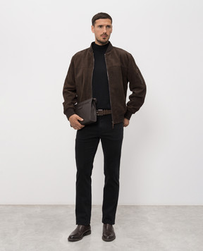 ISAIA Коричневый замшевый бомбер LW0221PLW67