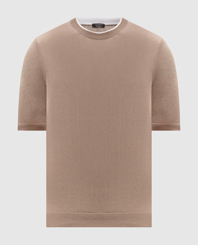 Peserico Коричневая футболка из хлопка с эффектом наложения слоев R59486F149173N