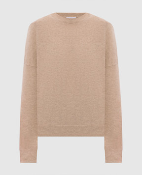 Brunello Cucinelli Бежевый свитер из кашемира с цепочкой мониль M12244410P