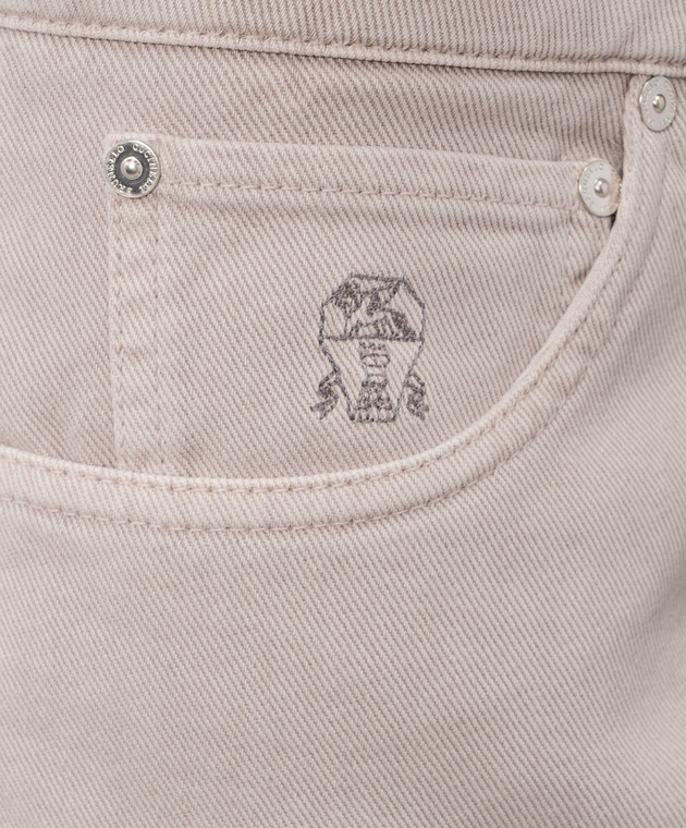 Brunello Cucinelli Бежеві джинси з патчем логотипа M237PX1290 зображення 5