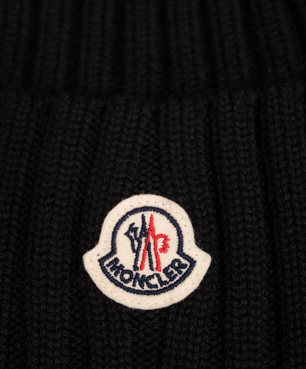Moncler Черная шапка из шерсти с помпоном L20933B00039M1131 изображение 4