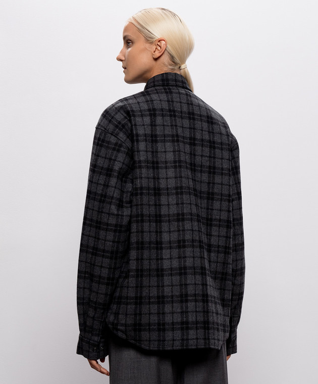 Vetements Серая куртка в стиле рубашки с шерстью в клетку MH27SH065GCw изображение 4