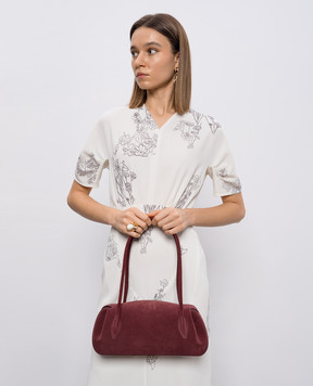 YUZEFI Замшевая бордовая сумка-багет OYSTER с логотипом OYSTERSHOULDERBAG