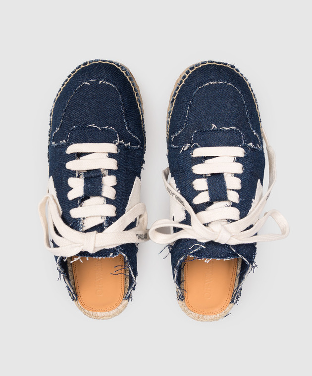 Off-White Сині кросівки-мюлі з нашивкою емблеми OMIB00AS26DEN001 зображення 4