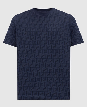 Fendi Синяя футболка в тканый узор FY0936AUR1
