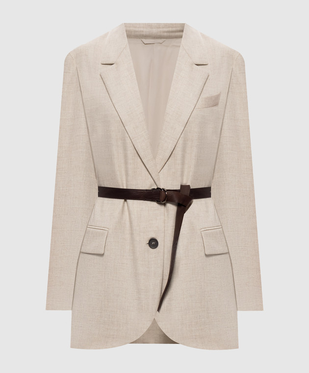 Brunello Cucinelli Бежевый жакет из шерсти и кашемира MB1627645