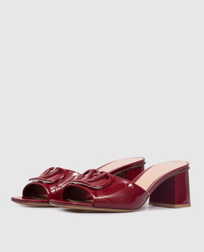 Valentino Бордовые кожаные лакированные мюли с эмблемой 8W2S0HA6TMK