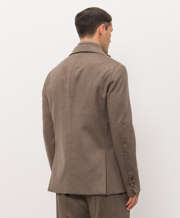 Brett Johnson Коричневий блейзер з кашеміру з планкою FW26B72ZE992CHE зображення 4