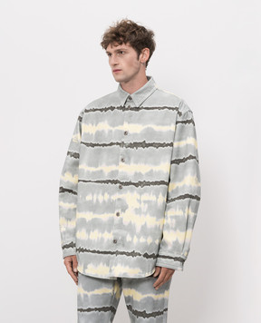 Off-White Сіра джинсова сорочка з принтом Tie Dye 44MES01FZ26F001