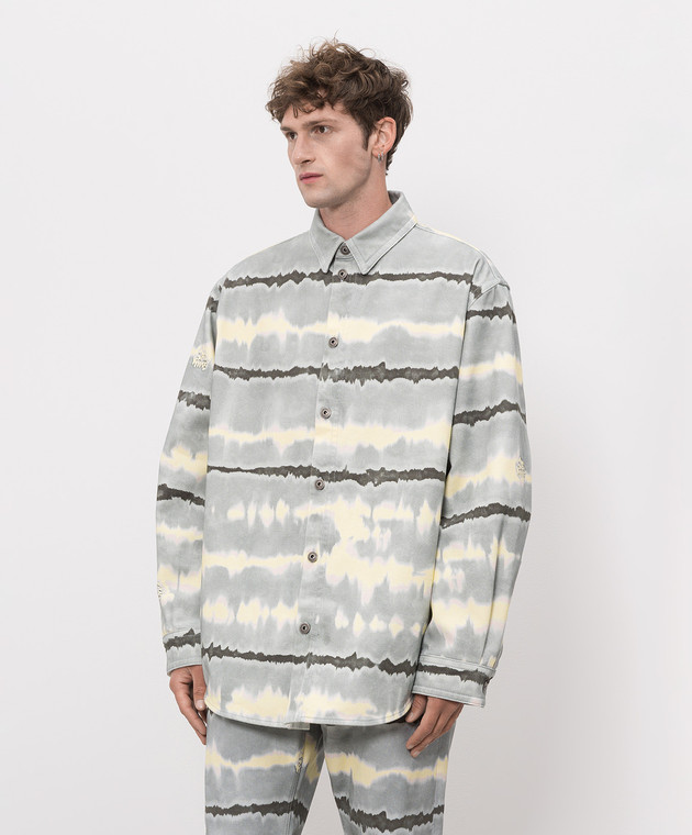 Off-White Сіра джинсова сорочка з принтом Tie Dye 44MES01FZ26F001 зображення 3