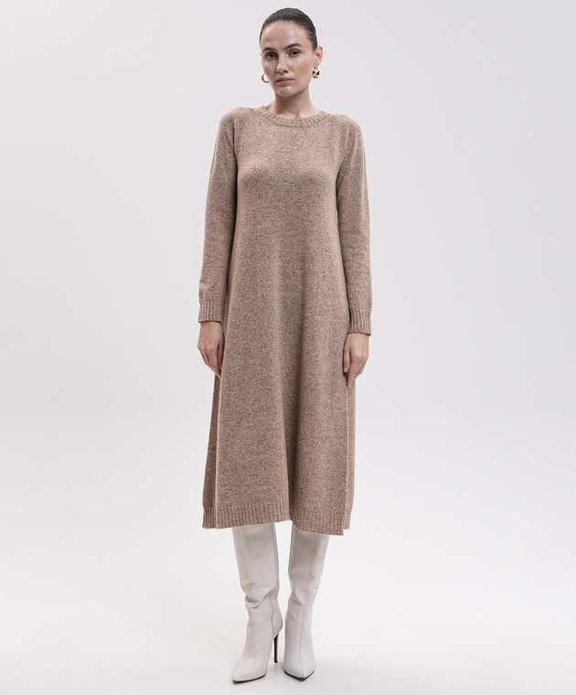 Max Mara Weekend Бежевое платье миди GOCCIA с шерстью и шелком WKDGOCCIA изображение 3