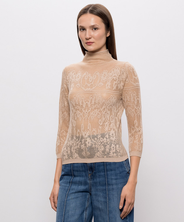 Twinset Бежевий топ у візерунок 262TF3031 зображення 3