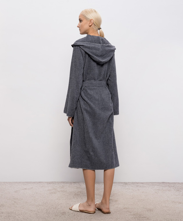 Hamam Серый махровый халат ASH LIGHT с капюшоном ASHLIGHTBATHROBE изображение 4