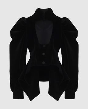 Alexander McQueen Чорний оксамитовий жакет з вирізом 849830QFABM