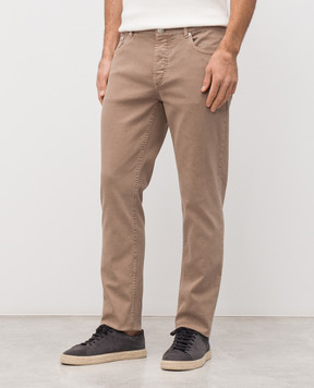 Brunello Cucinelli Коричневые джинсы с патчем логотипа M277PD3210