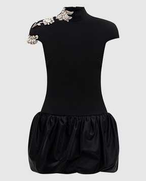 David Koma Черное платье мини из шерсти с кристаллами AW25DK04DB