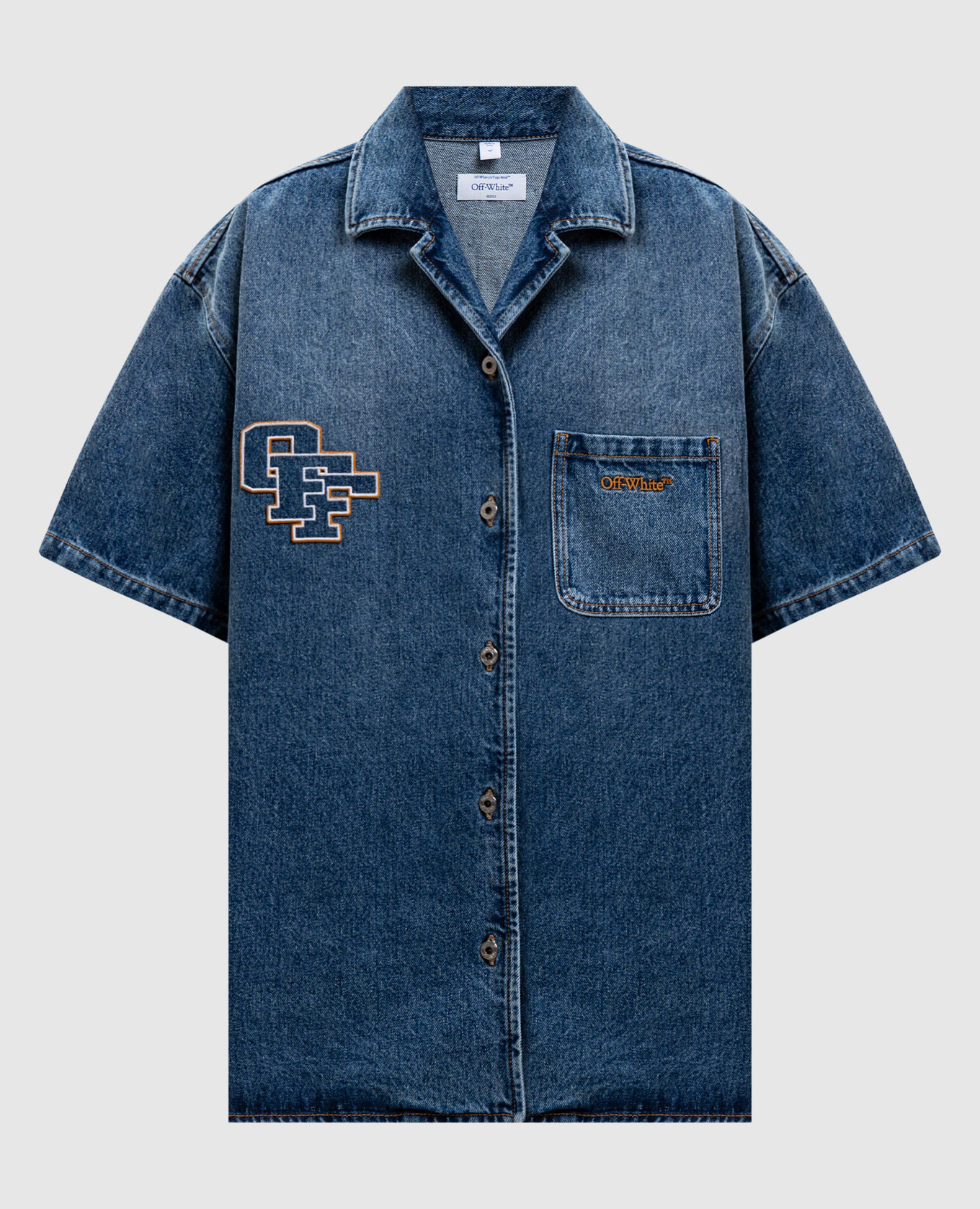 

Синее джинсовое платье-рубашка с вышивкой логотипа, Синий, Повседневные платья