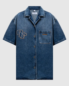 Off-White Синее джинсовое платье-рубашка с вышивкой логотипа 2YM038S26DEN001