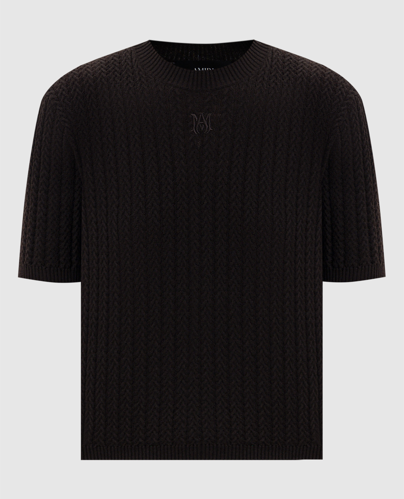 Коричневый топ с шерстью с фактурным узором