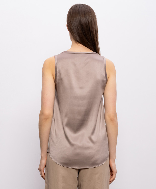 Brunello Cucinelli Бежевый топ из шелка с цепочкой мониль M0C59E0600 изображение 4