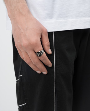 Off-White Срібляста каблучка з фактурною емблемою Arrow OMOC07KC99MET001