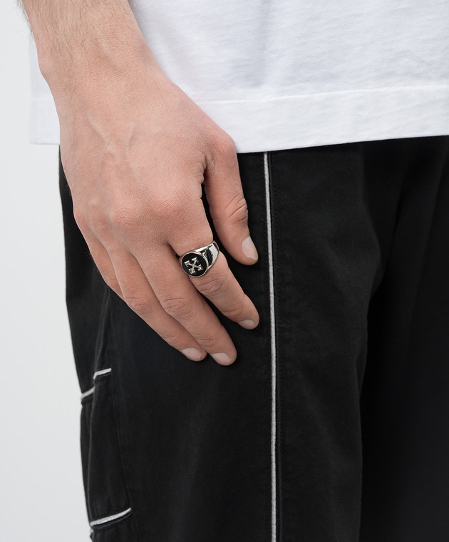 Off-White каблучка з фактурною емблемою Arrow OMOC07KC99MET001 зображення 2