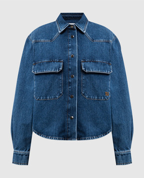 Solotre Синяя джинсовая рубашка с вышивкой монограммы M1AB0141