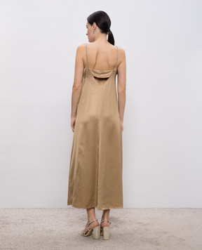 Peserico Коричнева сукня міді з ланцюжком моніль A0205906638