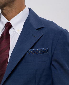 Brunello Cucinelli Синя хустка із шовку з геометричним візерунком MX8710091