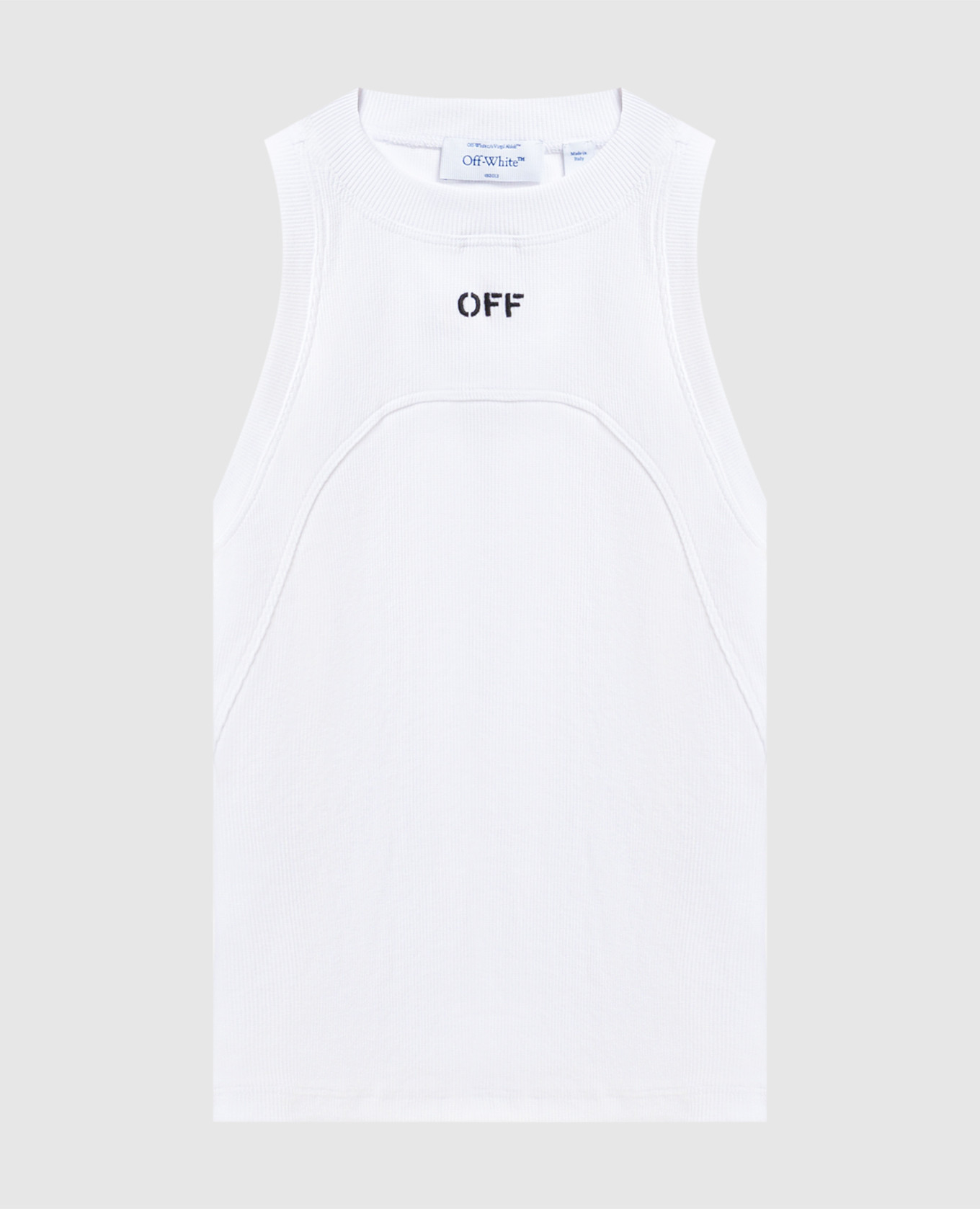 

Белый топ в рубчике с логотипом, Топы