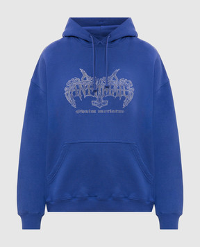 Vetements Синє худі з принтом MH27HD199BL