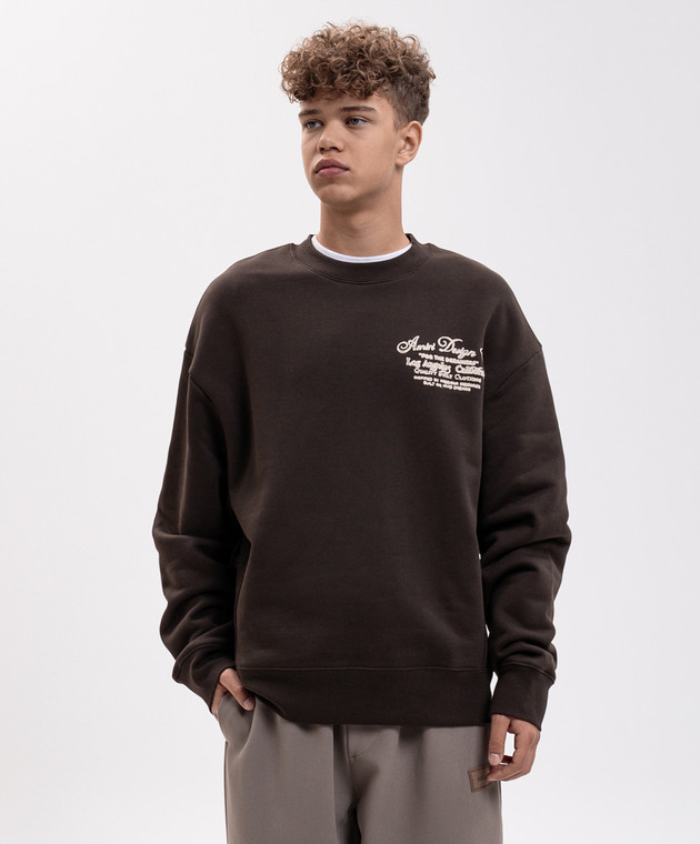 AMIRI Коричневый свитшот с брендовой вышивкой AM426JR010 изображение 3