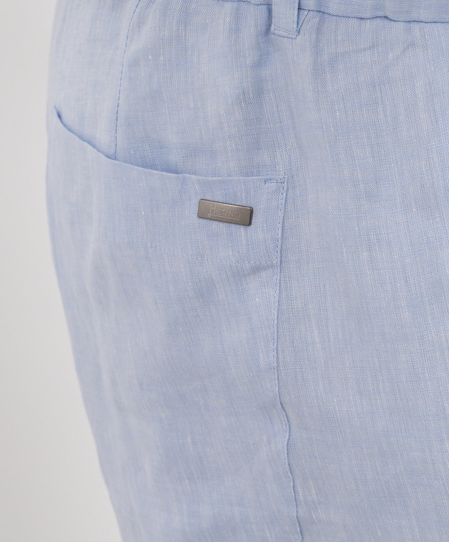 Herno Блакитні шорти з льону з відворотами PT000191U17158 зображення 5