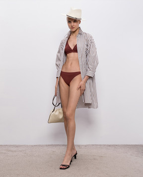 Brunello Cucinelli Коричневий ліф від купальника з ланцюжком моніль MQ965VS479