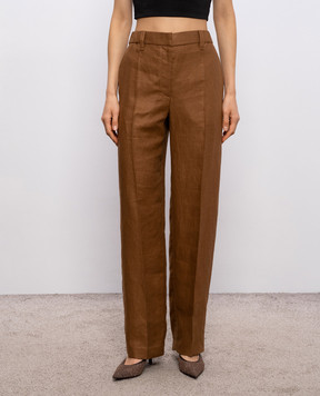 Brunello Cucinelli Коричневі штани з льону MH527P9198