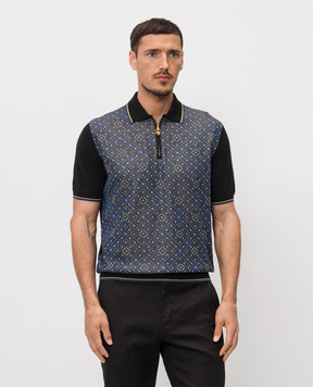 Stefano Ricci Черное поло с шелком в узоре K616461P31F26223